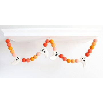 Halloween Felt Garland 6 Ft Wool Ball Pom String Decor