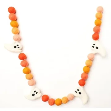 Halloween Felt Garland 6 Ft Wool Ball Pom String Decor