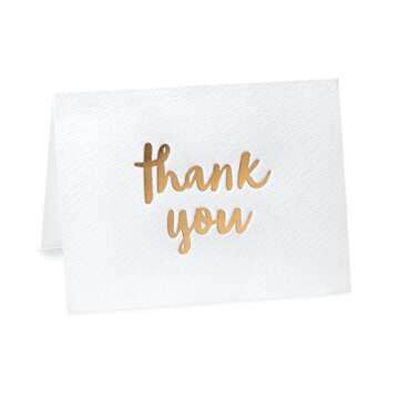 Luxury Gold Foil Letterpress Thank You Cards and Gray Envelopes 20 Pack - Opie's Paper Company (Gold)