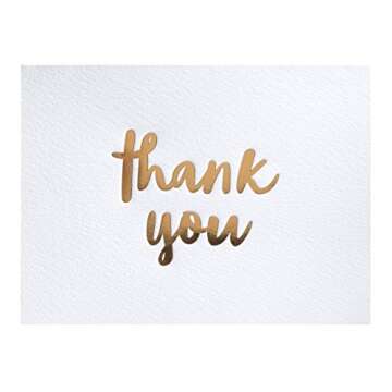 Luxury Gold Foil Letterpress Thank You Cards and Gray Envelopes 20 Pack - Opie's Paper Company (Gold)