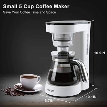 BOSCARE Compact Drip Coffee Maker with Reusable Filter