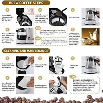 BOSCARE Compact Drip Coffee Maker with Reusable Filter