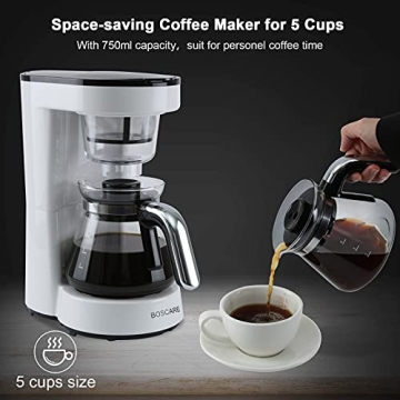 BOSCARE Compact Drip Coffee Maker with Reusable Filter
