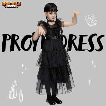 Spooktacular Creations Kids Black Family Costume, Halloween Costume Set for Girls, Dark Vintage Prom Dress