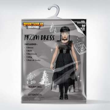 Spooktacular Creations Kids Black Family Costume, Halloween Costume Set for Girls, Dark Vintage Prom Dress