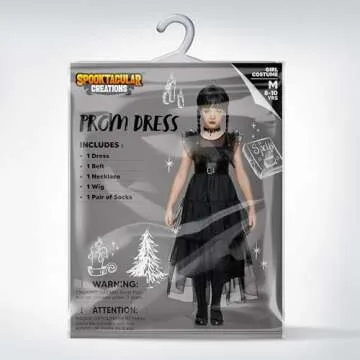 Spooktacular Creations Kids Black Family Costume, Halloween Costume Set for Girls, Dark Vintage Prom Dress