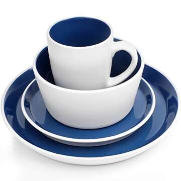 GOOD ALWAYS 16 Piece Christmas Gifts Coffee Cups, Plates and Bowls Sets, Round Ceramic Dinnerware is...