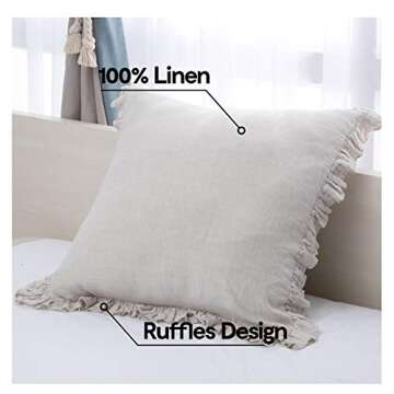 King Linens French Linen Throw Pillow Covers Set of 2