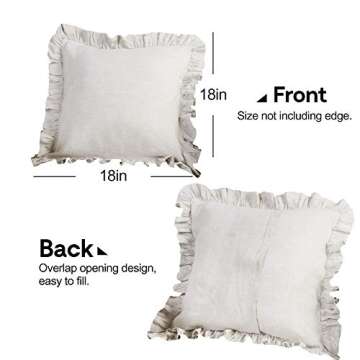 King Linens French Linen Throw Pillow Covers Set of 2