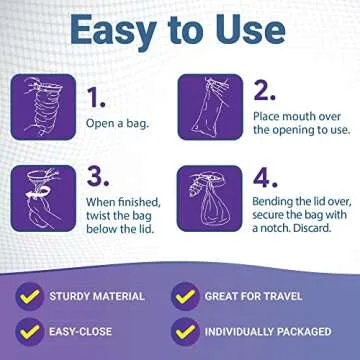 Kids Vomit Bags Disposable 5 Pack - Individually Wrapped Barf Bags with Cute Tie Dye Print - Leak Proof Self Sealing Emesis Bags for Motion Car Sickness and Nausea - Ideal for Taxis, Airplane Travel