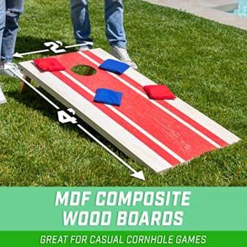 GoSports 4 x 2 ft Wood Design Cornhole Game Set - Includes Two 4 x 2 ft Boards, 8 Bean Bags, and Carry Case