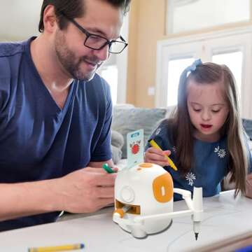 Drawing Robot for Kids, Robot Drawing Toy, Interactive Educational Drawing Robot for Kids, Montessori Learning Toy with 100 Word Cards & Voice, Robot Drawing Machine for Girls and Boys Age 5+ (Blue)