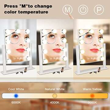 Depuley Makeup Vanity Mirror with Lights, 10X Magnification Hollywood Lighted Mirror with 9 Dimmer L...