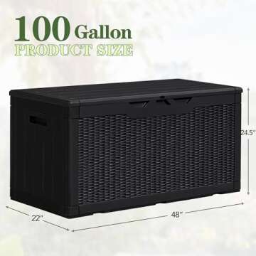 Greesum 100 Gallon Resin Deck Box for Outdoor Storage