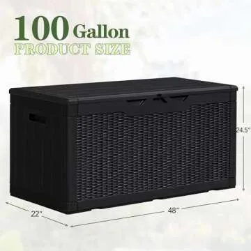 Greesum 100 Gallon Resin Deck Box for Outdoor Storage
