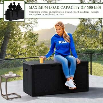 Greesum 100 Gallon Resin Deck Box for Outdoor Storage