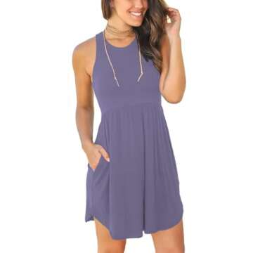 HiMONE Vacation Dresses for Women 2025 Summer Dress Women's Casual Sundresses Casual Beach Petite Sun Dress XS-2XL Purple Gray