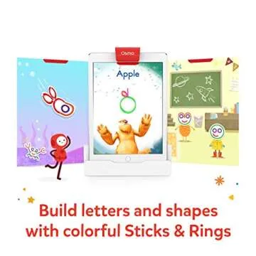 Osmo - Little Genius Sticks & Rings-2 Educational Learning Games -Ages 3-5-Imagination,Letter Formation & Creativity-For iPad or Fire Tablet -STEM Toy,Boy & Girl(Base Required - Amazon Exclusive)