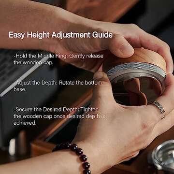 KNODOS 54mm Espresso Distribution Tool Stainless Steel Adjustable Wooden Coffee Distributor Compatible with Breville Espresso Machine Accessories