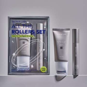 [SKIN&LAB] Anti-aging Rollers Duo Set, includes Bakuchiol Eye and Retinol Lifting Roller, Korean Veg...
