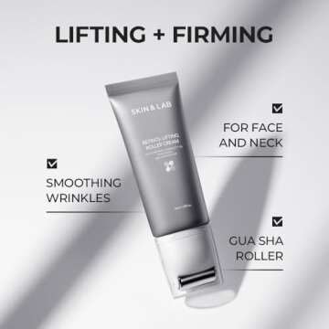 [SKIN&LAB] Anti-aging Rollers Duo Set, includes Bakuchiol Eye and Retinol Lifting Roller, Korean Vegan Skincare Gift Set, Gift for women, Christmas skincare gift set