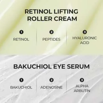 [SKIN&LAB] Anti-aging Rollers Duo Set, includes Bakuchiol Eye and Retinol Lifting Roller, Korean Vegan Skincare Gift Set, Gift for women, Christmas skincare gift set