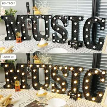NANXU LED Black Letter Lights 26 Alphabet,Small Black Lighted Letters,Black Light Up Letters,Battery Powered Glitter Alphabet Letter Lights for Night Light Party Table Wall Decor,Black Letter D