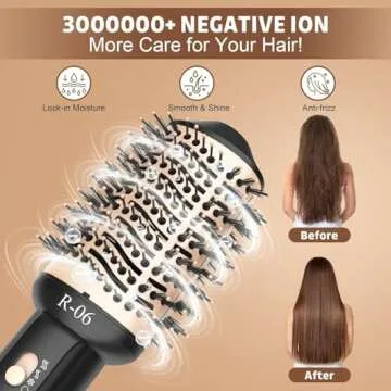 Lopeie Hair Dryer Brush Blow Dryer Brush in One, 4 in 1 Hair Dryer and Styler Volumizer with Oval Barrel, Professional Salon Hot Air Brush for All Hair Types, Gold
