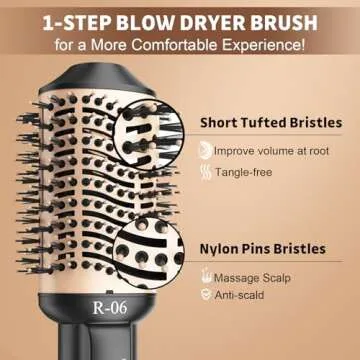 Lopeie Hair Dryer Brush Blow Dryer Brush in One, 4 in 1 Hair Dryer and Styler Volumizer with Oval Barrel, Professional Salon Hot Air Brush for All Hair Types, Gold