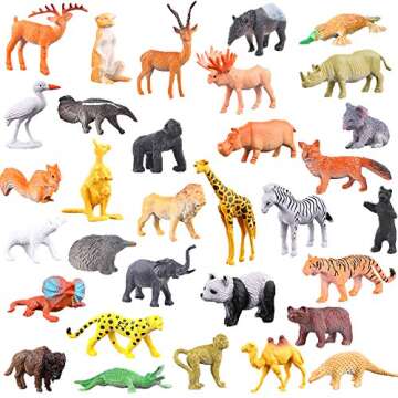 ValeforToy 54-Piece Mini Jungle Animals Set with Gift Box - Realistic Wild Animal Figures for Kids' ...