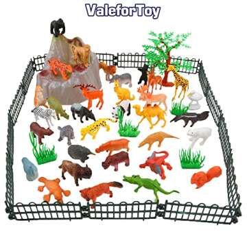 ValeforToy 54-Piece Mini Jungle Animals Set with Gift Box - Realistic Wild Animal Figures for Kids' Learning & Party Favors