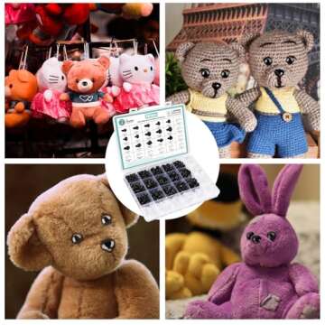 662Pcs Safety Eyes and Noses for Amigurumi, Junreox Preimum Safety Eyes for Crochet Stuffed Animals, 5-14mm Assorted Plastic Crochet Craft Eyes with Washers for Teddy Bear, Dolls, Plushies Toys, Black