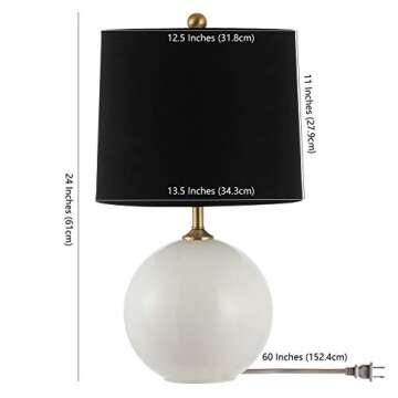 SAFAVIEH Lighting Collection Relta Modern Cream 24-inch Bedroom Living Room Home Office Desk Nightstand Round Table Lamp (LED Bulb Included)