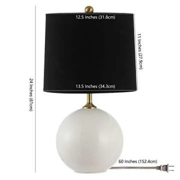 SAFAVIEH Lighting Collection Relta Modern Cream 24-inch Bedroom Living Room Home Office Desk Nightstand Round Table Lamp (LED Bulb Included)