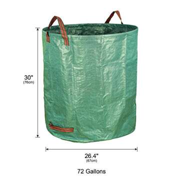 Gardzen 12-Pack 72 Gallon Yard Waste Bags - Reuseable Heavy Duty Gardening Bags, Lawn Pool Garden Le...