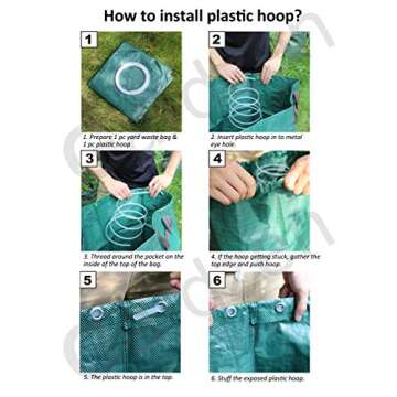 Gardzen 12-Pack 72 Gallon Yard Waste Bags - Reuseable Heavy Duty Gardening Bags, Lawn Pool Garden Leaf Waste Bag