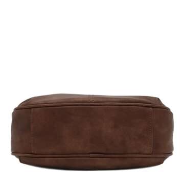 FashionPuzzle Faux Leather Two Front Zipper Pocket Crossbody Saddle Bag (Coffee)