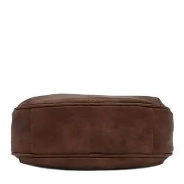 FashionPuzzle Faux Leather Two Front Zipper Pocket Crossbody Saddle Bag (Coffee)