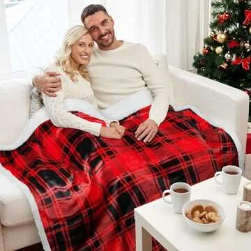 Catalonia Red Plaid Sherpa Throw Blanket - Ultra Soft & Warm, Perfect Gift