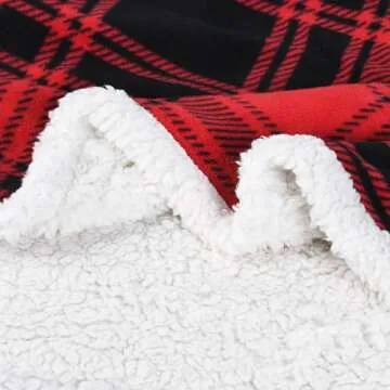 Catalonia Red Plaid Sherpa Throw Blanket for Cozy Comfort
