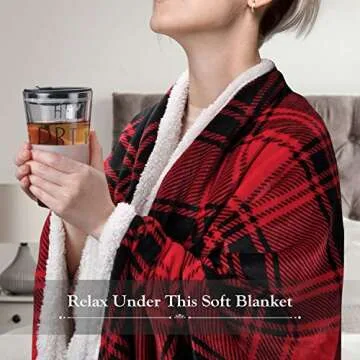 Catalonia Red Plaid Sherpa Throw Blanket for Cozy Comfort