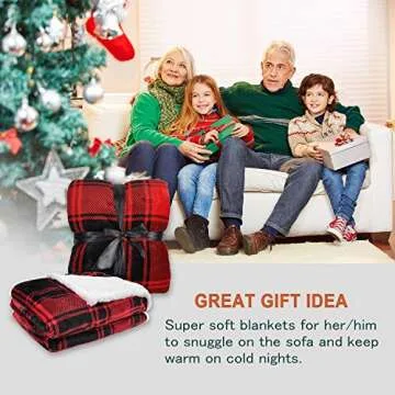 Catalonia Red Plaid Sherpa Throw Blanket for Cozy Comfort