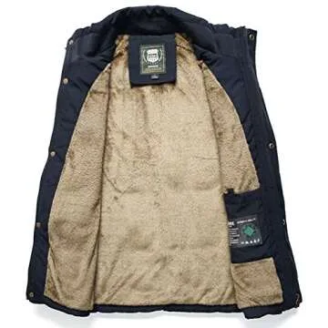 Vcansion Men's Outdoor Casual Stand Collar Thicken Qulited Fleece Jacket Vest Padded Vest Lightweight Down Cotton Vest Coat Black US S