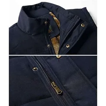 Vcansion Men's Outdoor Casual Stand Collar Thicken Qulited Fleece Jacket Vest Padded Vest Lightweight Down Cotton Vest Coat Black US S