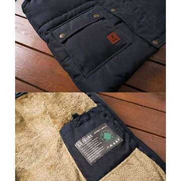 Vcansion Men's Outdoor Casual Stand Collar Thicken Qulited Fleece Jacket Vest Padded Vest Lightweight Down Cotton Vest Coat Black US S