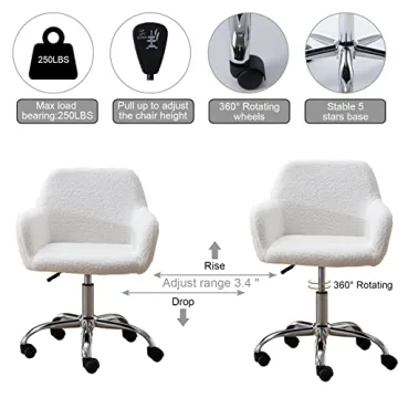 Modern Faux Fur Home Office Chair Stylish & Adjustable