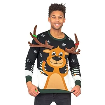 Costume Agent 3D Reindeer Ring Toss Christmas Sweater