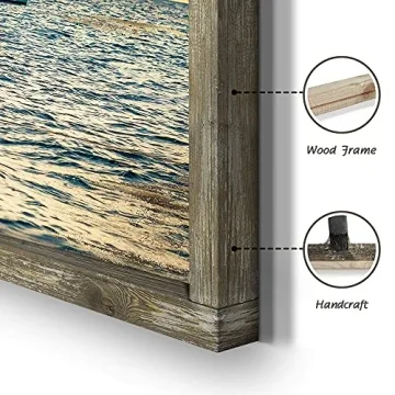 Seascape Framed Ocean Art 48x24 for Coastal Decor