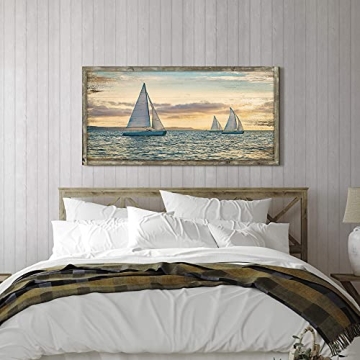 Seascape Framed Ocean Art 48x24 for Coastal Decor