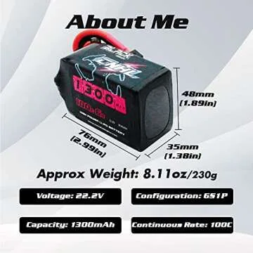 CNHL 22.2V 1300mAh 6S Lipo Battery 100C with XT60 Plug for FPV Drone Racing RC Quadcopter Helicopter...